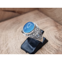 Echt zilveren ring met Blauwe Chalcedoon